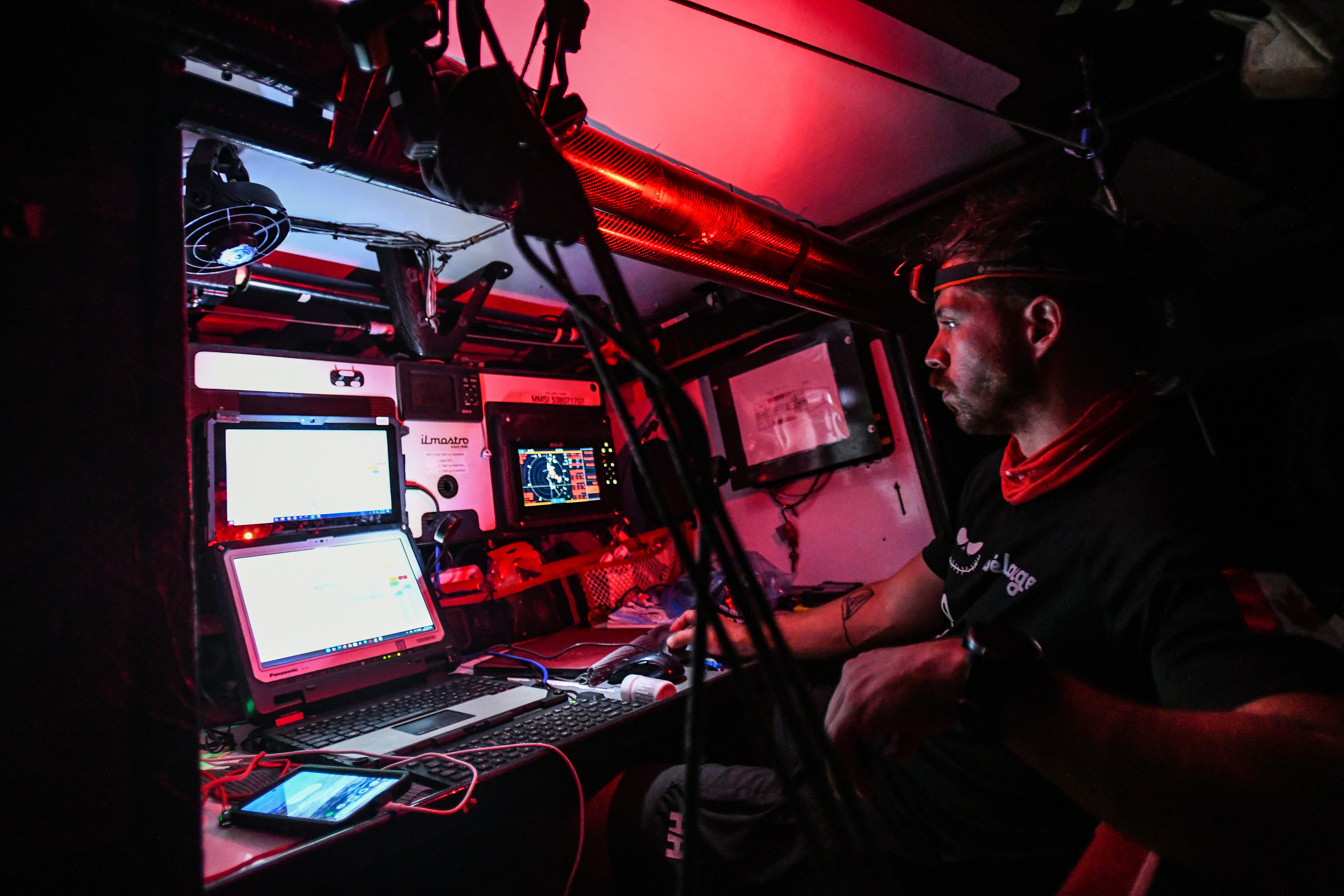 Navigation station at night